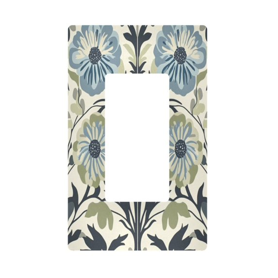 Yayeee Rocker Switch Wall Plate 1-Gang 4.6"x2.9" Home Decorative Outlet Cover, Blue Floral Pattern