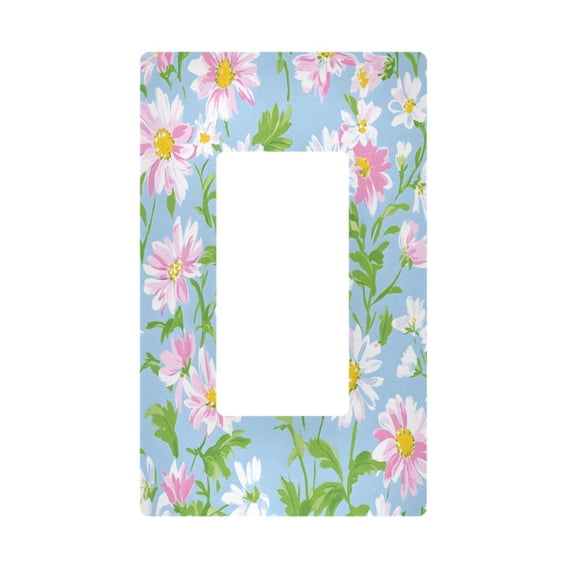 Yayeee Rocker Switch Wall Plate 1-Gang 4.6"x2.9" Home Decorative Outlet Cover, Blue Floral