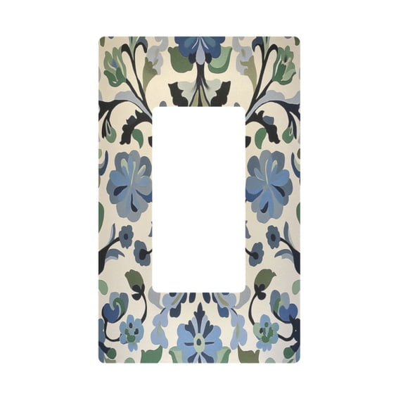 Yayeee Rocker Switch Wall Plate 1-Gang 4.6"x2.9" Home Decorative Outlet Cover, Blue Floral