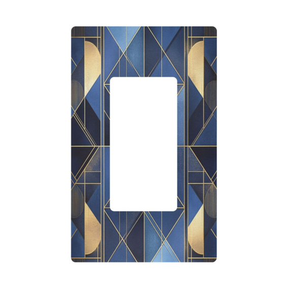 Yayeee Rocker Switch Wall Plate 1-Gang 4.6"x2.9" Home Decorative Outlet Cover, Blue Geometric Pattern