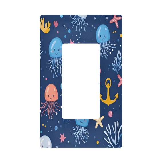 Yayeee Rocker Switch Wall Plate 1-Gang 4.6"x2.9" Home Decorative Outlet Cover, Blue Jellyfish