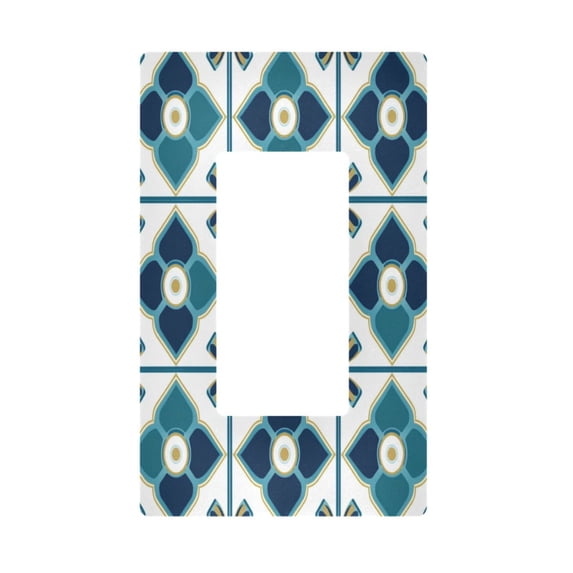 Yayeee Rocker Switch Wall Plate 1-Gang 4.6"x2.9" Home Decorative Outlet Cover, Blue Mosaic Pattern