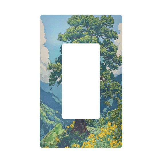 Yayeee Rocker Switch Wall Plate 1-Gang 4.6"x2.9" Home Decorative Outlet Cover, Blue Mountain