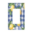 thumbnail image 1 of Yayeee Rocker Switch Wall Plate 1-Gang 4.6"x2.9" Home Decorative Outlet Cover, Blue Plaid Lemon, 1 of 6
