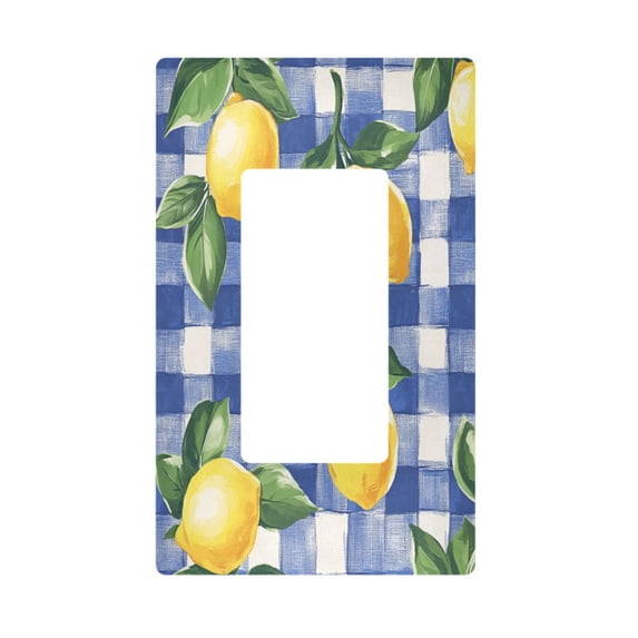 Yayeee Rocker Switch Wall Plate 1-Gang 4.6"x2.9" Home Decorative Outlet Cover, Blue Plaid Lemon
