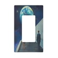 thumbnail image 1 of Yayeee Rocker Switch Wall Plate 1-Gang 4.6"x2.9" Home Decorative Outlet Cover, Blue Planet, 1 of 6
