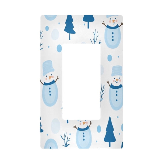 Yayeee Rocker Switch Wall Plate 1-Gang 4.6"x2.9" Home Decorative Outlet Cover, Blue Simple Cartoon Snowmen