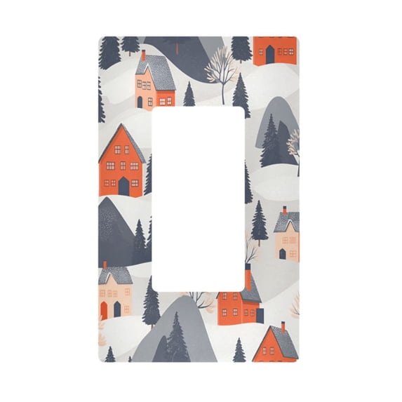 Yayeee Rocker Switch Wall Plate 1-Gang 4.6"x2.9" Home Decorative Outlet Cover, Blue Snow Houses