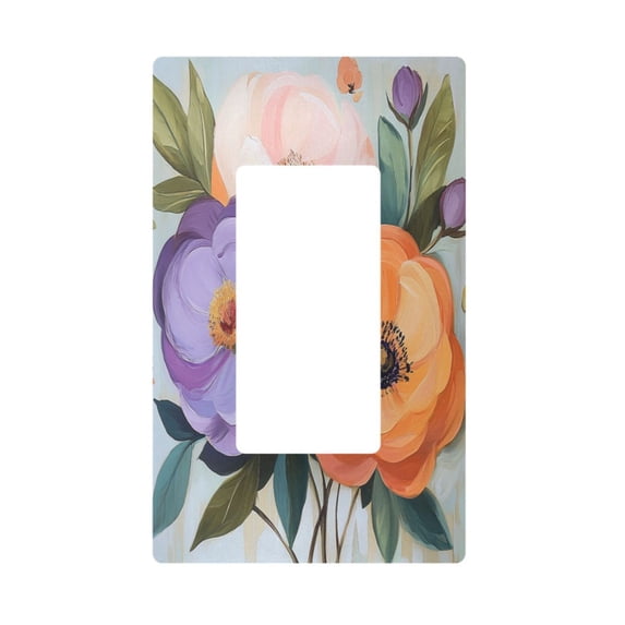 Yayeee Rocker Switch Wall Plate 1-Gang 4.6"x2.9" Home Decorative Outlet Cover, Bright Flowers