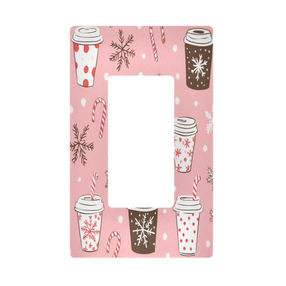 Yayeee Rocker Switch Wall Plate 1-Gang 4.6"x2.9" Home Decorative Outlet Cover, Brown Hand Drawn Cups