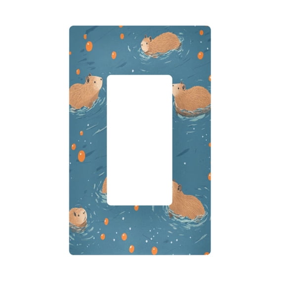 Yayeee Rocker Switch Wall Plate 1-Gang 4.6"x2.9" Home Decorative Outlet Cover, Capybaras Swimming