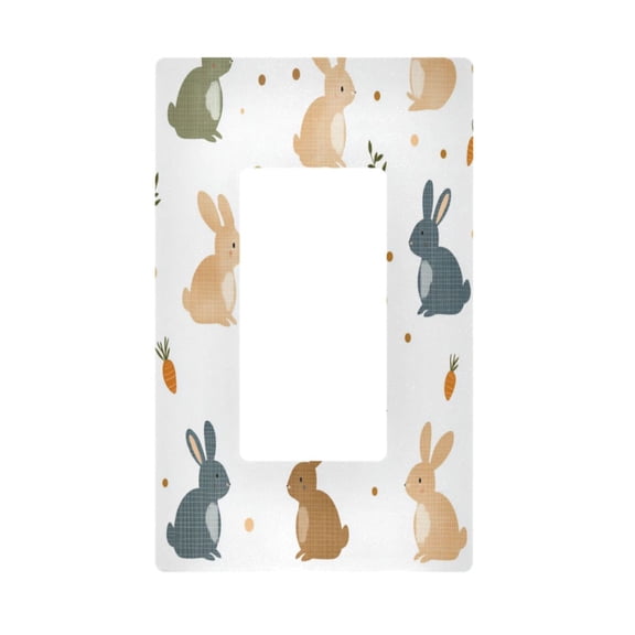 Yayeee Rocker Switch Wall Plate 1-Gang 4.6"x2.9" Home Decorative Outlet Cover, Cartoon Bunnies