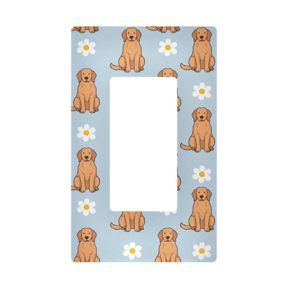 Yayeee Rocker Switch Wall Plate 1-Gang 4.6"x2.9" Home Decorative Outlet Cover, Cartoon Floral Dog Pattern