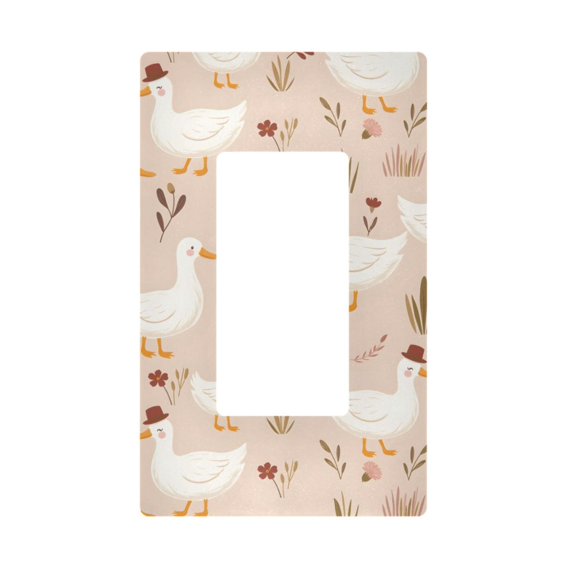 Yayeee Rocker Switch Wall Plate 1-Gang 4.6"x2.9" Home Decorative Outlet Cover, Cartoon Goose Pattern