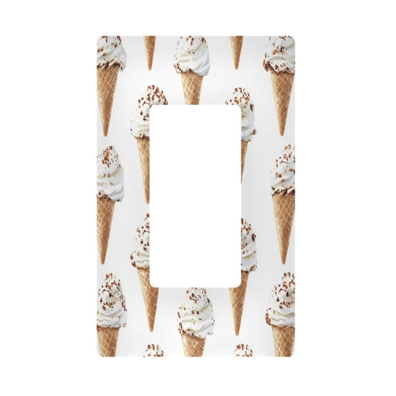 Yayeee Rocker Switch Wall Plate 1-Gang 4.6"x2.9" Home Decorative Outlet Cover, Cartoon Ice Cream Pattern