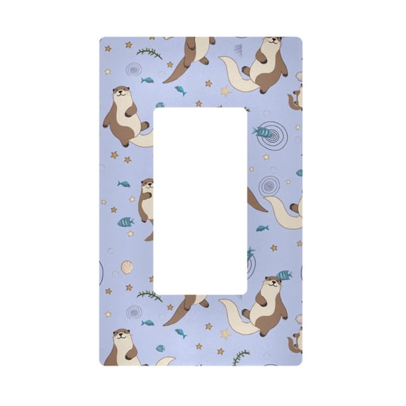 Yayeee Rocker Switch Wall Plate 1-Gang 4.6"x2.9" Home Decorative Outlet Cover, Cartoon Otters Pattern