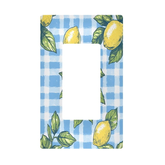 Yayeee Rocker Switch Wall Plate 1-Gang 4.6"x2.9" Home Decorative Outlet Cover, Cartoon Plaid Lemon