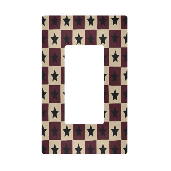 Yayeee Rocker Switch Wall Plate 1-Gang 4.6"x2.9" Home Decorative Outlet Cover, Checkered Stars Pattern