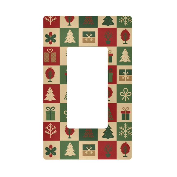 Yayeee Rocker Switch Wall Plate 1-Gang 4.6"x2.9" Home Decorative Outlet Cover, Christmas Plaid Pattern