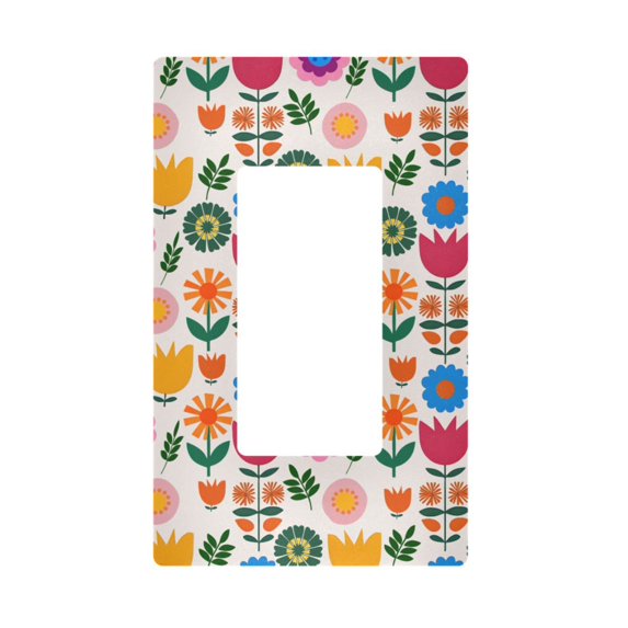 Yayeee Rocker Switch Wall Plate 1-Gang 4.6"x2.9" Home Decorative Outlet Cover, Colorful Abstract Flowers