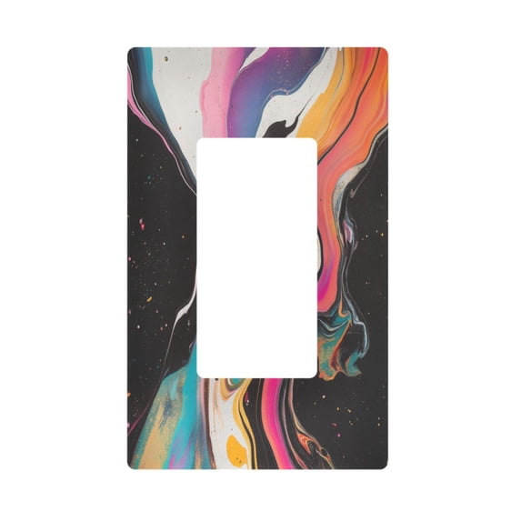 Yayeee Rocker Switch Wall Plate 1-Gang 4.6"x2.9" Home Decorative Outlet Cover, Colorful Black