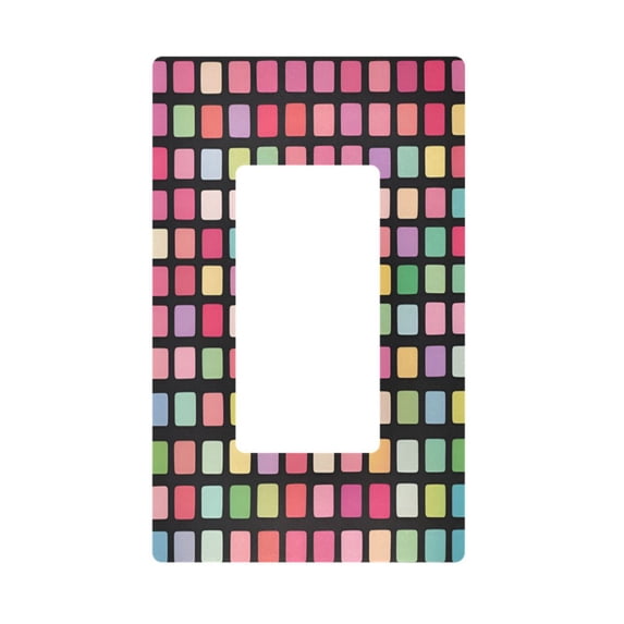 Yayeee Rocker Switch Wall Plate 1-Gang 4.6"x2.9" Home Decorative Outlet Cover, Colorful Block Pattern