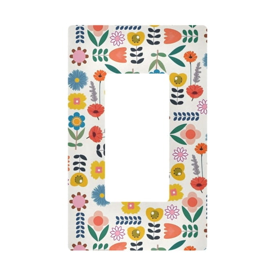 Yayeee Rocker Switch Wall Plate 1-Gang 4.6"x2.9" Home Decorative Outlet Cover, Colorful Cartoon Flowers
