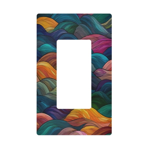 Yayeee Rocker Switch Wall Plate 1-Gang 4.6"x2.9" Home Decorative Outlet Cover, Colorful Waves Pattern