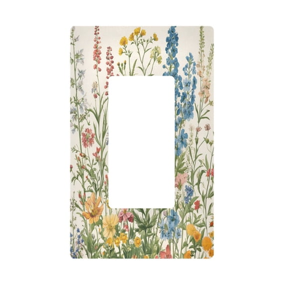 Yayeee Rocker Switch Wall Plate 1-Gang 4.6"x2.9" Home Decorative Outlet Cover, Colorful Wildflowers