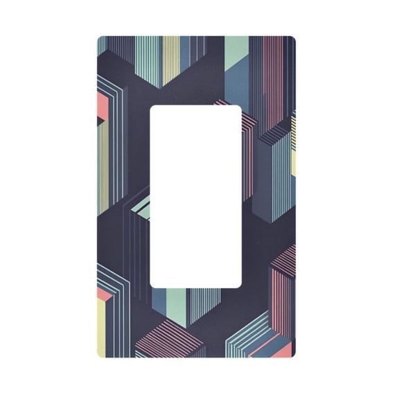 Yayeee Rocker Switch Wall Plate 1-Gang 4.6"x2.9" Home Decorative Outlet Cover, Cube Stripes