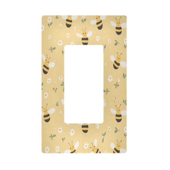 Yayeee Rocker Switch Wall Plate 1-Gang 4.6"x2.9" Home Decorative Outlet Cover, Cute Bee Pattern