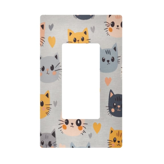 Yayeee Rocker Switch Wall Plate 1-Gang 4.6"x2.9" Home Decorative Outlet Cover, Cute Cartoon Cat