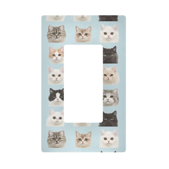 Yayeee Rocker Switch Wall Plate 1-Gang 4.6"x2.9" Home Decorative Outlet Cover, Cute Cat Faces