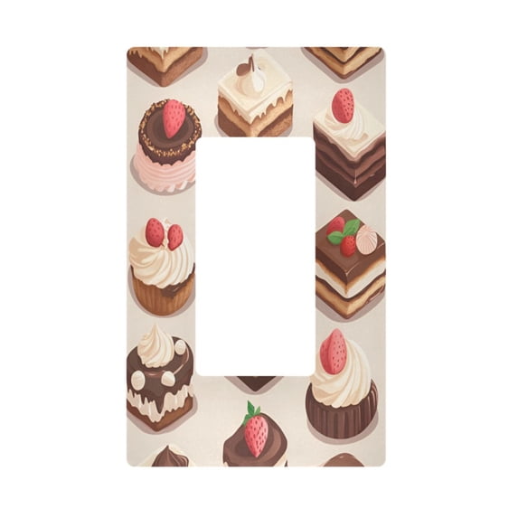 Yayeee Rocker Switch Wall Plate 1-Gang 4.6"x2.9" Home Decorative Outlet Cover, Cute Chocolate Cakes
