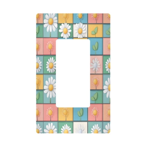 Yayeee Rocker Switch Wall Plate 1-Gang 4.6"x2.9" Home Decorative Outlet Cover, Daisy Mosaic