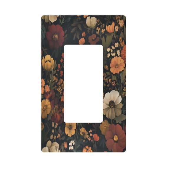 Yayeee Rocker Switch Wall Plate 1-Gang 4.6"x2.9" Home Decorative Outlet Cover, Dark Floral Pattern