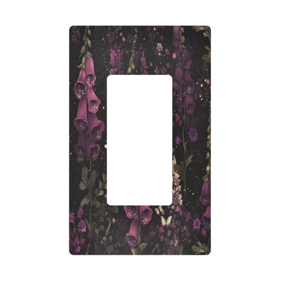 Yayeee Rocker Switch Wall Plate 1-Gang 4.6"x2.9" Home Decorative Outlet Cover, Dark Purple Floral Pattern