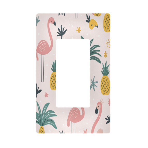 Yayeee Rocker Switch Wall Plate 1-Gang 4.6"x2.9" Home Decorative Outlet Cover, Flamingo Pattern
