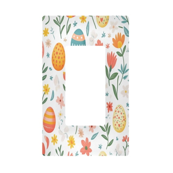 Yayeee Rocker Switch Wall Plate 1-Gang 4.6"x2.9" Home Decorative Outlet Cover, Floral Easter Eggs