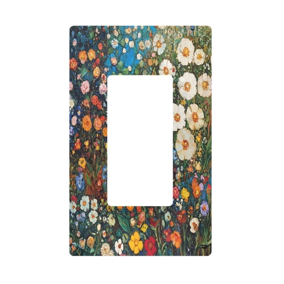Yayeee Rocker Switch Wall Plate 1-Gang 4.6"x2.9" Home Decorative Outlet Cover, Floral Garden