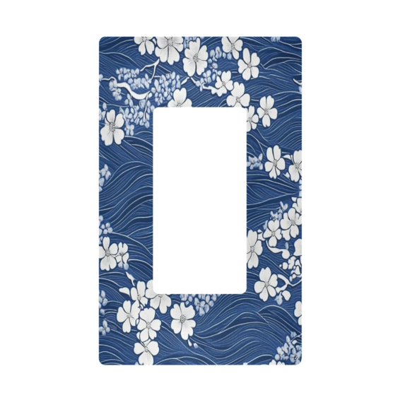 Yayeee Rocker Switch Wall Plate 1-Gang 4.6"x2.9" Home Decorative Outlet Cover, Floral Ocean Waves