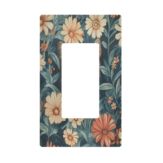 Yayeee Rocker Switch Wall Plate 1-Gang 4.6"x2.9" Home Decorative Outlet Cover, Flowers Cat