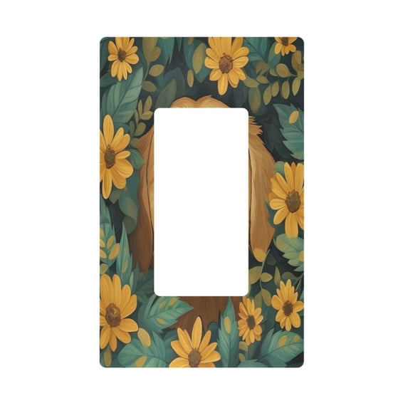 Yayeee Rocker Switch Wall Plate 1-Gang 4.6"x2.9" Home Decorative Outlet Cover, Flowers and Dog