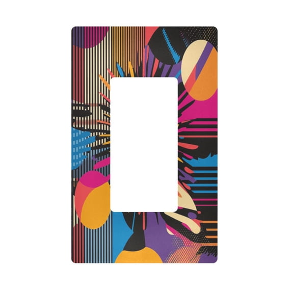 Yayeee Rocker Switch Wall Plate 1-Gang 4.6"x2.9" Home Decorative Outlet Cover, Futuristic Circles