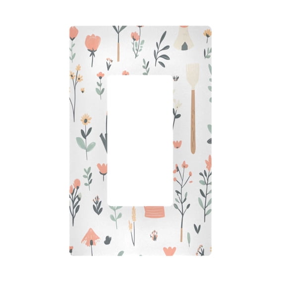 Yayeee Rocker Switch Wall Plate 1-Gang 4.6"x2.9" Home Decorative Outlet Cover, Garden Pattern