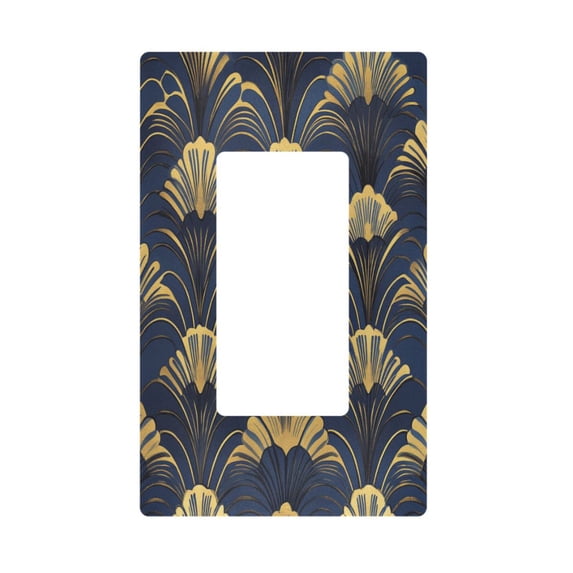 Yayeee Rocker Switch Wall Plate 1-Gang 4.6"x2.9" Home Decorative Outlet Cover, Gold Art Pattern