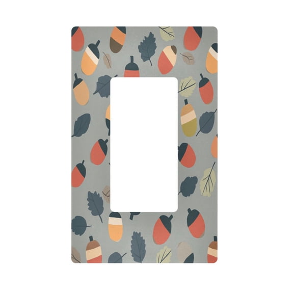 Yayeee Rocker Switch Wall Plate 1-Gang 4.6"x2.9" Home Decorative Outlet Cover, Gray Acorns Pattern
