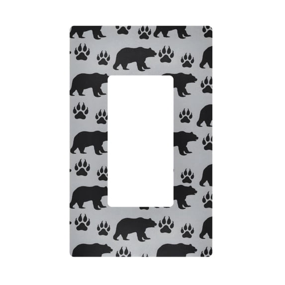 Yayeee Rocker Switch Wall Plate 1-Gang 4.6"x2.9" Home Decorative Outlet Cover, Gray Bear Paws Pattern