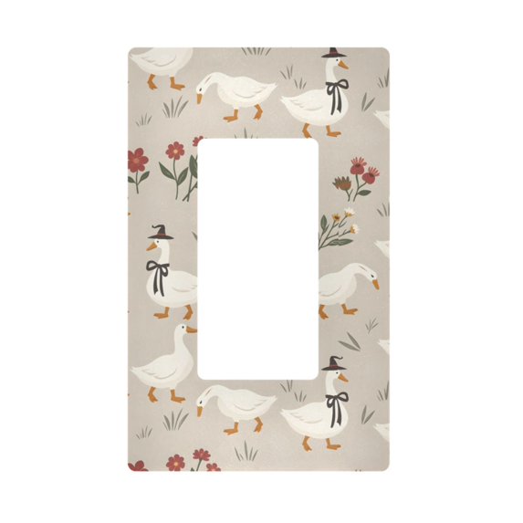 Yayeee Rocker Switch Wall Plate 1-Gang 4.6"x2.9" Home Decorative Outlet Cover, Gray Cartoon Goose Pattern