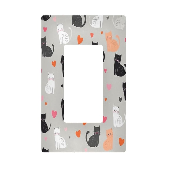 Yayeee Rocker Switch Wall Plate 1-Gang 4.6"x2.9" Home Decorative Outlet Cover, Gray Cartoon Pattern
